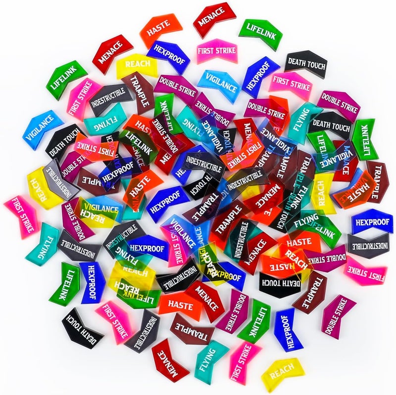 FIGURESLAB Store 60Pcs MTG Abilities Keyword Tokens with Box, Color Coded MTG Creature Stats Buff Tokens for Magic The gatering, Compatible with TCG, CCG Magic Card Games Accessories - Image 3